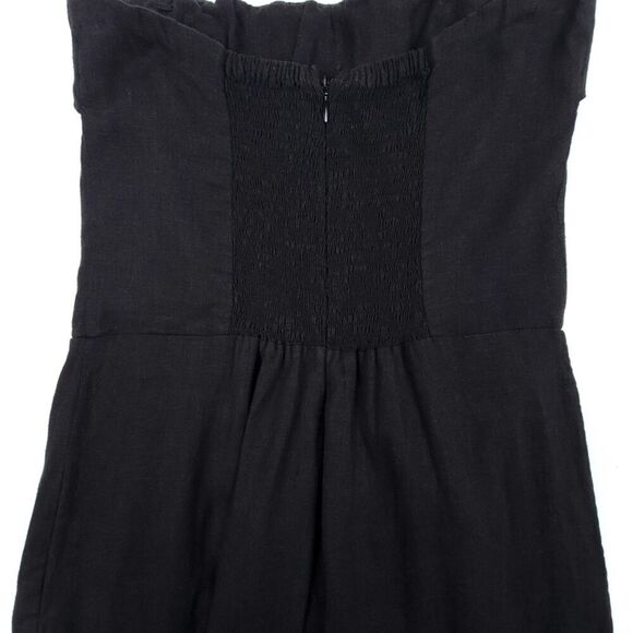 NEW VIX Paula Hermanny Linen Minimal Resort Wide Leg Strapless Jumpsuit Black - Picture 6 of 11